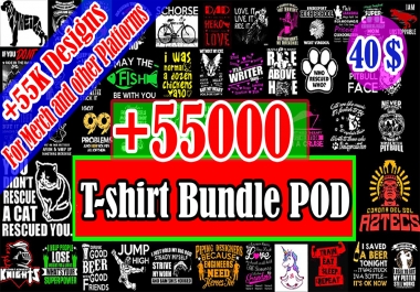 i will deliver 55k editable t shirt for all pod platform such as merch by amazon etc