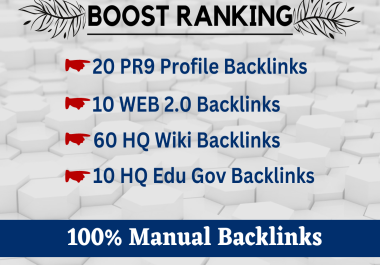Ranking In 2023-with 100 Manual SEO Backlinks from Edu Gov, PR9 Profile,  Wiki & Web2