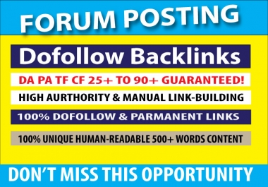 I will create 25 Forum posting SEO Backlinks on High DA/PA sites