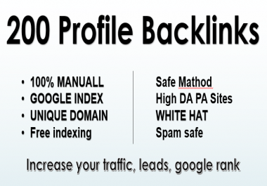 i will Do 90+ DA 200 Profile backlinks for google rank on your site