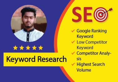 100 low-competitive SEO keywords research for any niche or website and competitor analysis.
