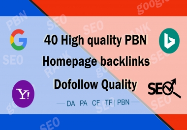 Build 40 High DA PA CF TF Homepage PBN backlinks-Dofollow high quality Manually links.