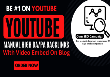 Ranking high on YouTube with manual different backlinks and Video Embed