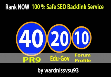 Create 40 PR9 + 20 Edu-gov + 10 Forum Profile Backlinks,  Increase Your Google Ranking Now
