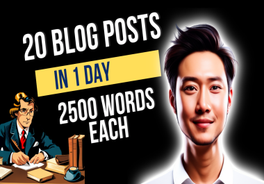 Provide 20 SEO Articles with 2500 Words Each