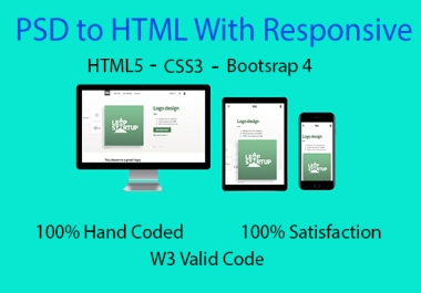 I will convert psd to html,  xd to html,  jpg to html,  png to html,  pdf to html with responsive