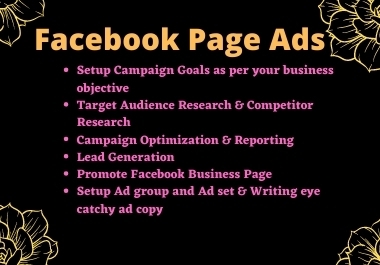 I will setup and can run your FB page ads campaigning and advertising