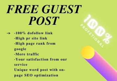 I will one free guest post on my website with high quality backlink