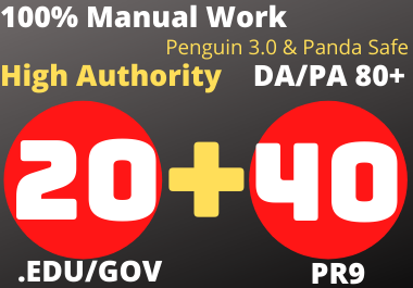 Dofollow 20 Edu/gov+40 Pr9 High Authority Profile Backlinks