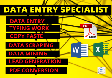 I will do data entry,  copy paste,  fast typing,  pdf conversion,  lead generation