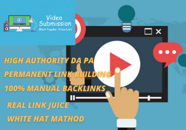20 Video Submission high authority high da permeant backliks unique link building.