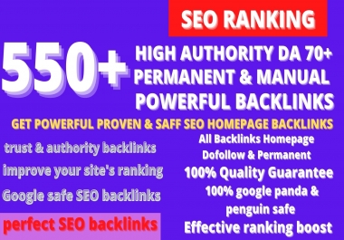 Extreme 550+PBN Backlink in your website hompage with HIGH DA/PA/TF/CF with unique website