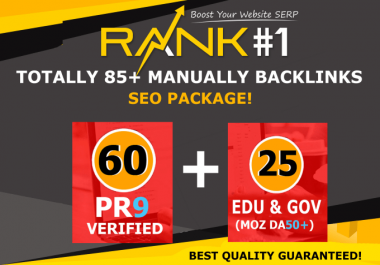 manually do 85 edu gov and pr9 high authority SEO backlinks for google ranking