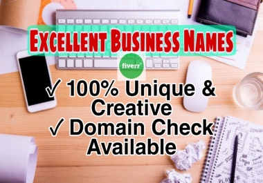 I will create premium,  SEO friendly business name,  brand name,  domain name and slogan