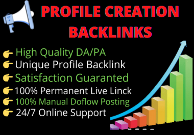 I Will Creat 100 High Authority DA& PA Social Manual Profile link ranking google Top