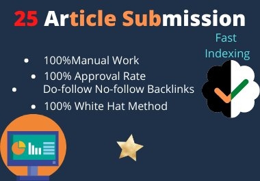 I Will Manually Submit Article 25 HQ Article Submission Website & Approved Link Report In 24 h