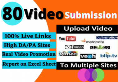 I will manually upload video on Top 80 video submission sites high authority backlinks