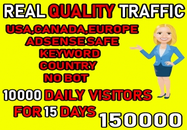 I will send real quality traffic from USA,  CANADA,  EUROPE