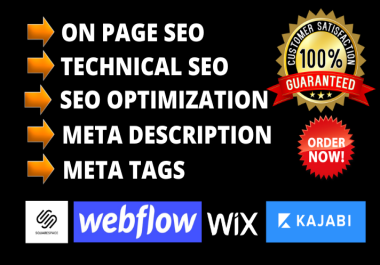 Onpage SEO of webflow,  kajabi or wix website for top ranking