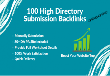 I will create 100 high-quality directory submission backlinks