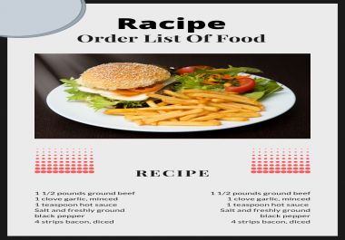 I Will design Recipe Card For Your Business