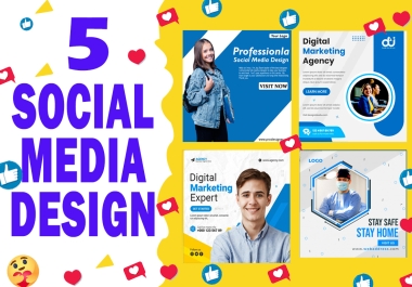 I will create 5 awesome social media design, post, ads, story, banner