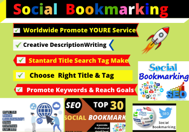 I will create 70 social Bookmarking high DA / PA site permanent post rank your website