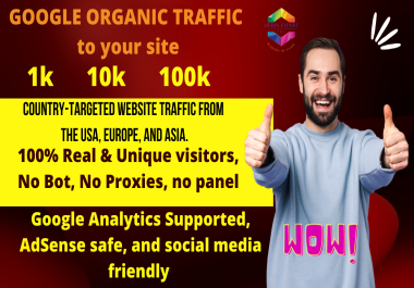 1k google organic country-targeted website traffic to your website