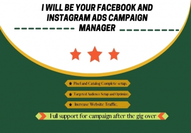 I will be your Facebook ads campaign manager.