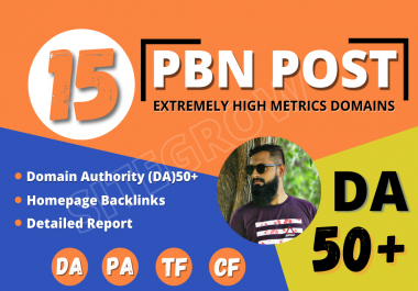 I Will Build 15 High DA50+ Permanent HomePage PBN Backlinks - Dofollow Quality Links