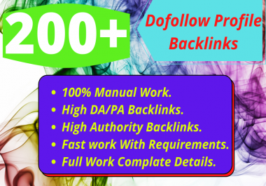I will create 200+ high quality manual profile backlinks.