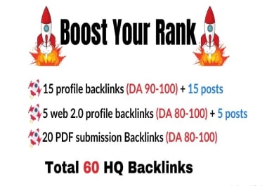 60 HQ backlinks, Profile backlinks, web 2.0, PDF s...