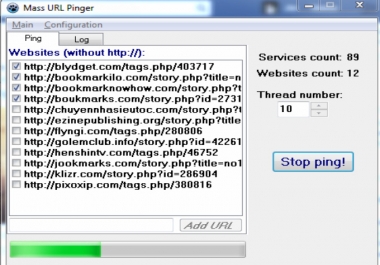Ping website using mass URL pinger