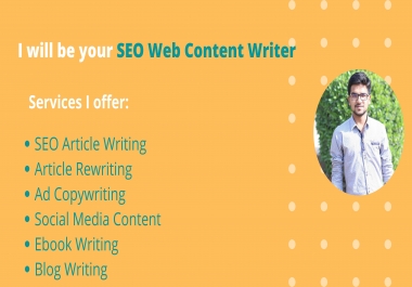 I will be your SEO optimezed Content & Article Writer 500+ Words