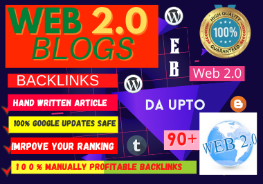 Manual 75 Web 2.0 high authority permanent backlinks unique link building boost your website ranking
