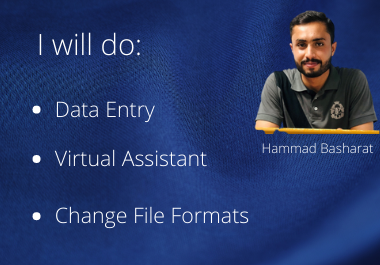 I will do any type of data entry and be your virtual Assistant.