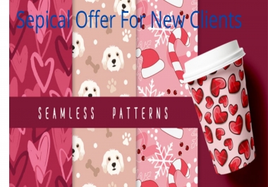 I will design seamless patterns for textile,  unique hand drawn vector pattern design watercolour