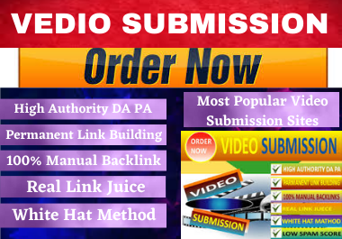 Live 100 Video Submission Backlinks High DA Authority Permanent Link Building