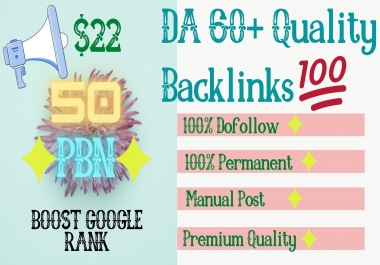Get 50 High Quality DA 60+ Permanent HomePage Dofollow PBN Links.