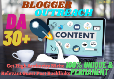 7 Guest Posts Backlinks from DA30+ Real sites by White-hat Outreach method