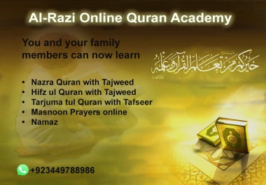 I will teach you Quran with tajwed,  translation, namaz and prayers