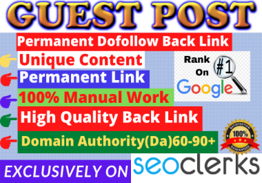 I will Create 20 guest posts on high da websites with do-follow backlinks