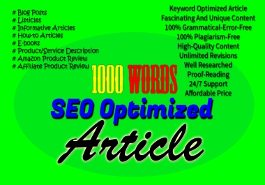 Get SEO Optimized Fascinating and Unique 1000 Words Content