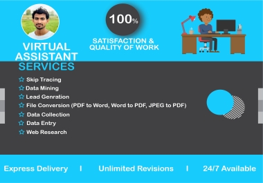 I will do data entry,  skip tracing,  web research lead generation leads 1000