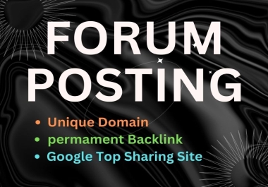 I will do 40 informative and engaging forum posting backlinks at google top sharing site