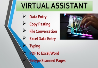 Do any Kind of Data Entry,  Virtual Assistant,  Typing,  Copy Paste and Powerpoint Presentation