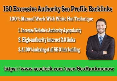 150 excessive authority seo profile backlinks DA 30-90