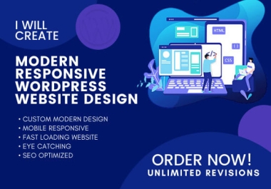 I will design responsive wordpress website design or blog