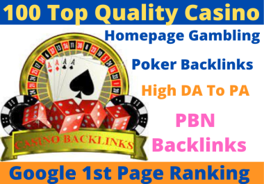 100 Top Quality DA 65+ Casino Gambling poker homepage pbn backlinks and judi related sites