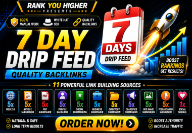 7 day drip feed SEO Package Quality Backlinks